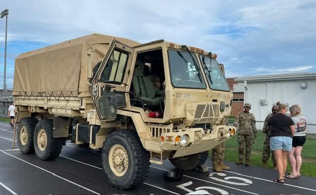 Military vehicles on display for Touch-A-Truck